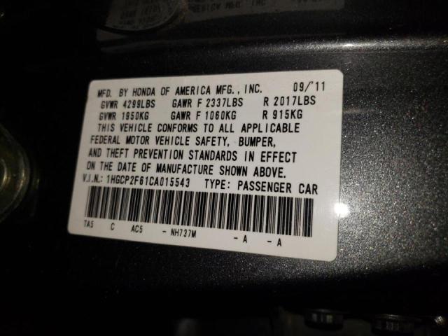 Photo 10 from auction – 2012 HONDA ACCORD SE with VIN 1HGCP2F61CA015543