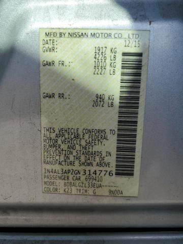 Photo 10 from auction – 2016 NISSAN ALTIMA 2.5 with VIN 1N4AL3AP2GN314776