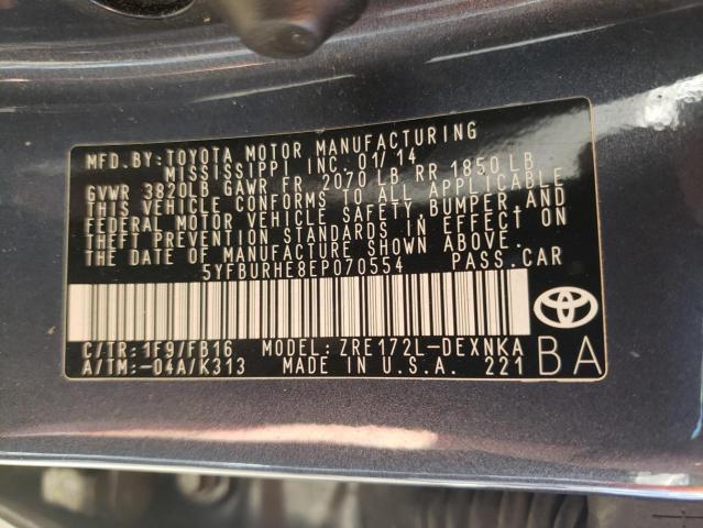 Photo 10 from auction – 2014 TOYOTA COROLLA L with VIN 5YFBURHE8EP070554