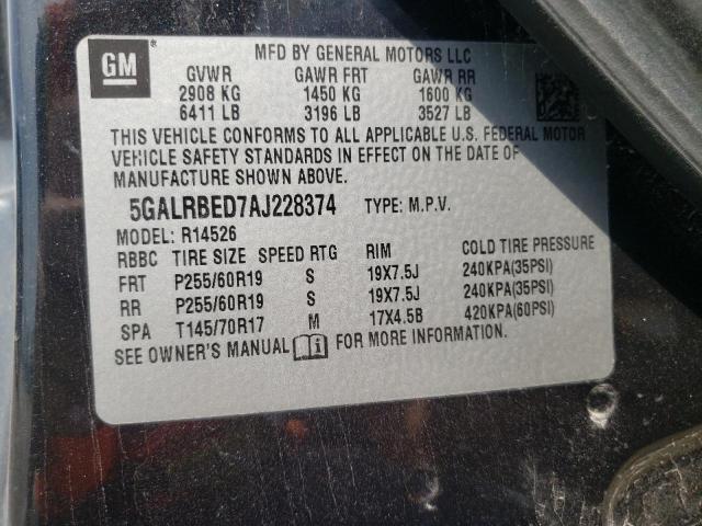 Photo 10 from auction – 2010 BUICK ENCLAVE CX with VIN 5GALRBED7AJ228374