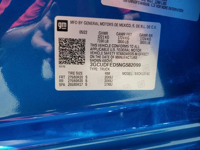 Photo 10 from auction – 2022 CHEVROLET SILVERADO with VIN 3GCUDFED5NG582099
