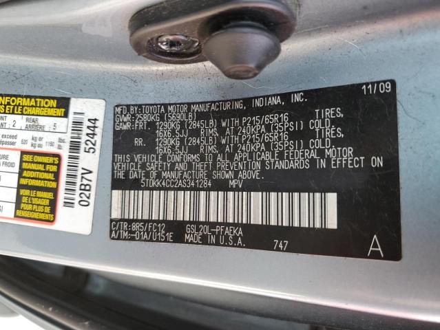 Photo 10 from auction – 2010 TOYOTA SIENNA CE with VIN 5TDKK4CC2AS341284