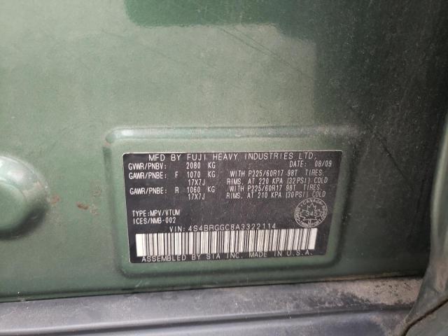 Photo 10 from auction – 2010 SUBARU OUTBACK PR with VIN 4S4BRGGC8A3322114