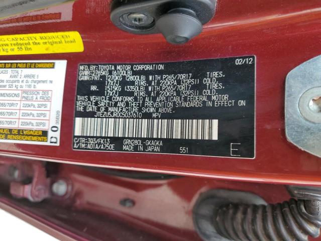 Photo 10 from auction – 2012 TOYOTA 4RUNNER SR with VIN JTEZU5JR0C5037610