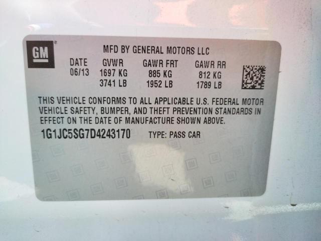 Photo 10 from auction – 2013 CHEVROLET SONIC LT with VIN 1G1JC5SG7D4243170