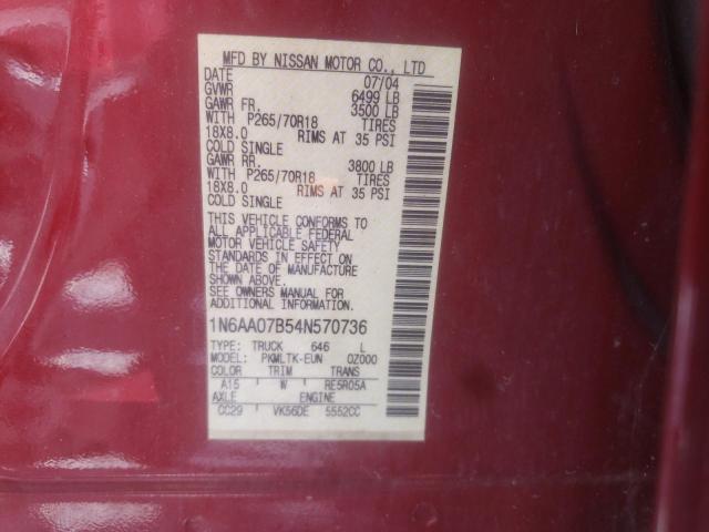 Photo 10 from auction – 2004 NISSAN TITAN with VIN 1N6AA07B54N570736