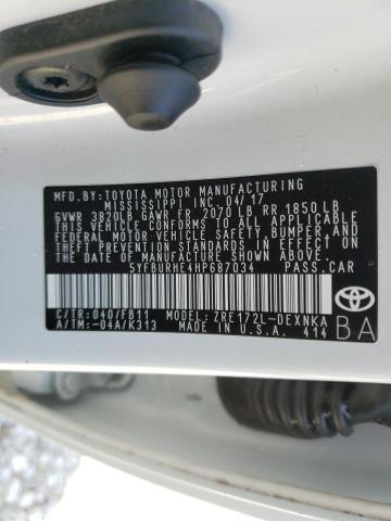 Photo 10 from auction – 2017 TOYOTA COROLLA L with VIN 5YFBURHE4HP687034