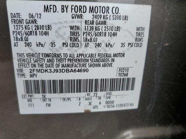 Photo 10 from auction – 2013 FORD EDGE SEL with VIN 2FMDK3J93DBA64690