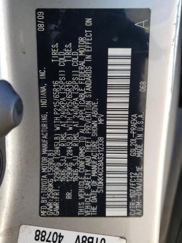 Photo 10 from auction – 2010 TOYOTA SIENNA CE with VIN 5TDKK4CC8AS312338
