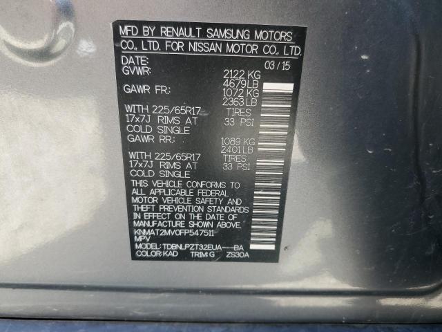 Photo 10 from auction – 2015 NISSAN ROGUE S with VIN KNMAT2MV0FP547511