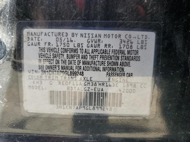 Photo 10 from auction – 2016 NISSAN VERSA with VIN 3N1CN7AP9GL899248