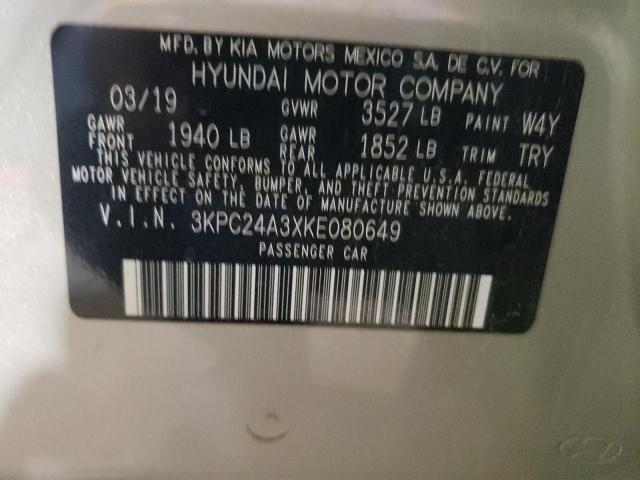 Photo 10 from auction – 2019 HYUNDAI ACCENT SE with VIN 3KPC24A3XKE080649