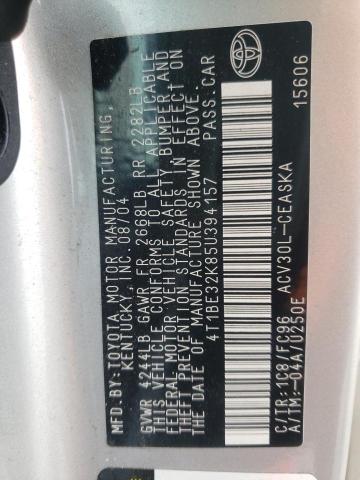 Photo 10 from auction – 2005 TOYOTA CAMRY LE with VIN 4T1BE32K85U394157