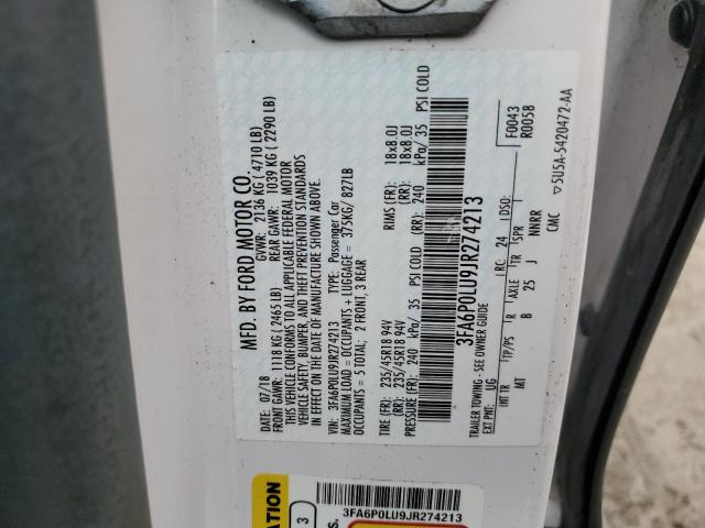 Photo 10 from auction – 2018 FORD FUSION SE with VIN 3FA6P0LU9JR274213