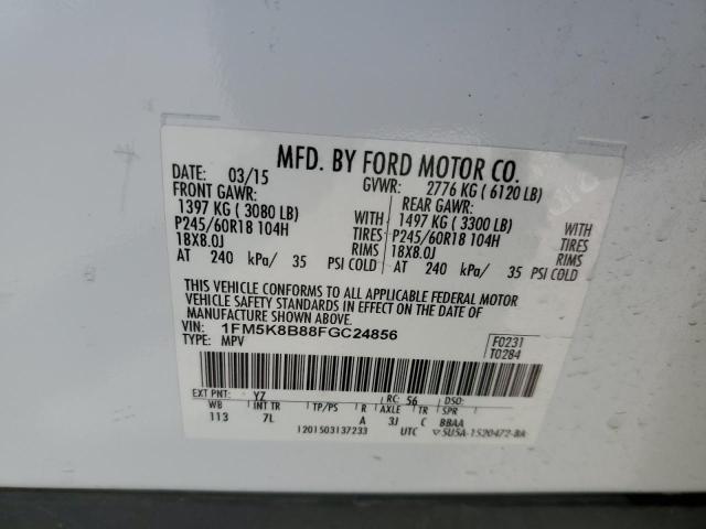 Photo 10 from auction – 2015 FORD EXPLORER with VIN 1FM5K8B88FGC24856
