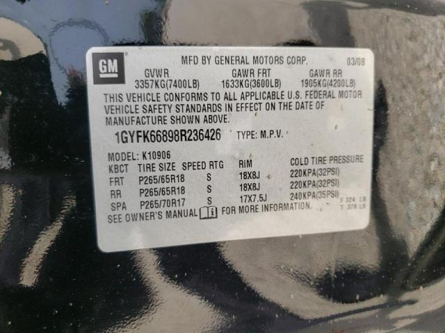 Photo 10 from auction – 2008 CADILLAC ESCALADE E with VIN 1GYFK66898R236426