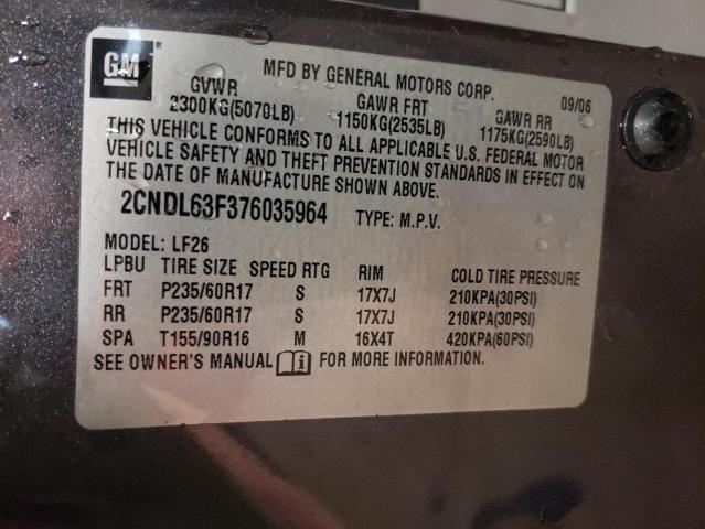Photo 10 from auction – 2007 CHEVROLET EQUINOX LT with VIN 2CNDL63F376035964