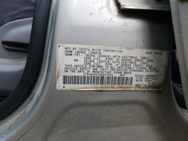 Photo 10 from auction – 2003 TOYOTA RAV4 with VIN JTEHH20V730247633