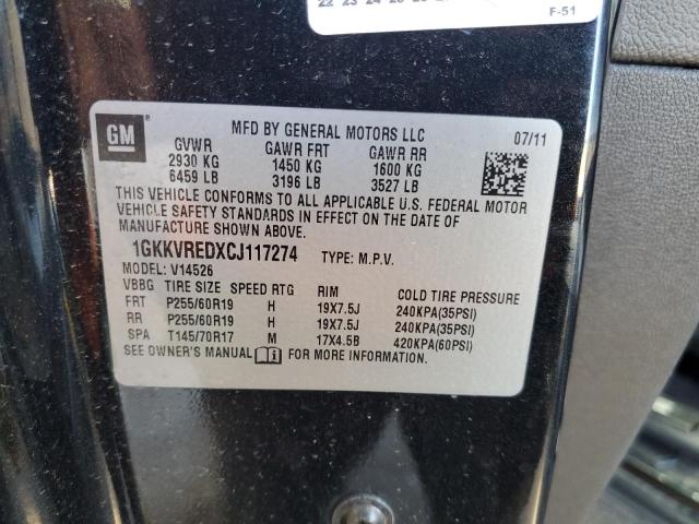 Photo 10 from auction – 2012 GMC ACADIA SLT with VIN 1GKKVREDXCJ117274