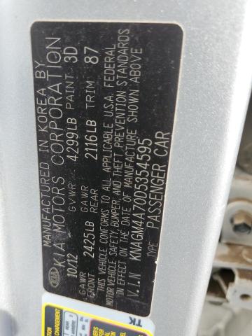 Photo 10 from auction – 2013 KIA OPTIMA LX with VIN KNAGM4A70D5354595