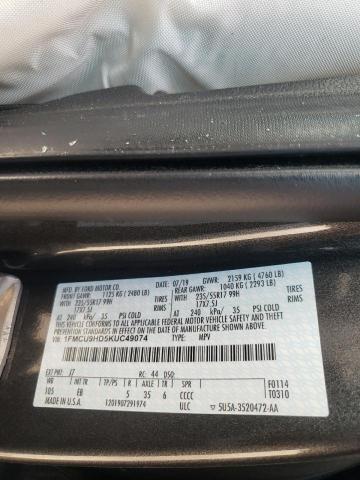 Photo 10 from auction – 2019 FORD ESCAPE SEL with VIN 1FMCU9HD5KUC49074