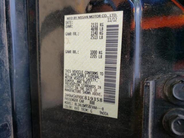 Photo 10 from auction – 2013 NISSAN MAXIMA S with VIN 1N4AA5APXDC819358