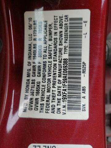 Foto 10 de la subasta – 2010 HONDA CIVIC con VIN 19XFA1F59AE069388