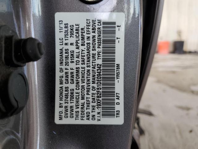 Photo 10 from auction – 2013 HONDA CIVIC LX with VIN 19XFB2F51DE094342