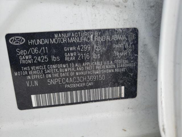 Photo 10 from auction – 2012 HYUNDAI SONATA SE with VIN 5NPEC4AC3CH369150