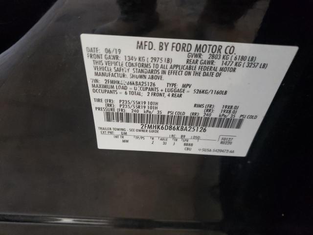 Photo 10 from auction – 2019 FORD FLEX LIMIT with VIN 2FMHK6D86KBA25126