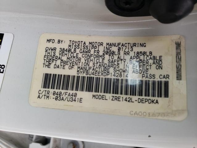 Фото 10 с аукциона – 2013 TOYOTA COROLLA BA с VIN 5YFBU4EEXDP142814