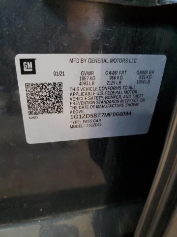 Photo 10 from auction – 2021 CHEVROLET MALIBU LT with VIN 1G1ZD5ST7MF064094