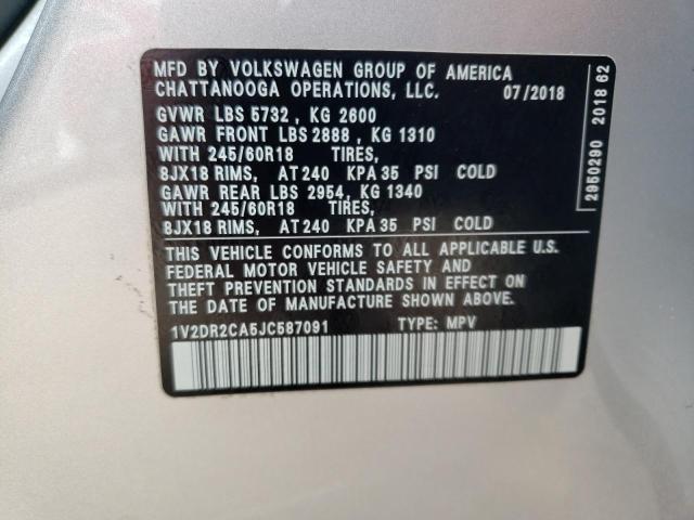 Photo 10 from auction – 2018 VOLKSWAGEN ATLAS SE with VIN 1V2DR2CA5JC587091