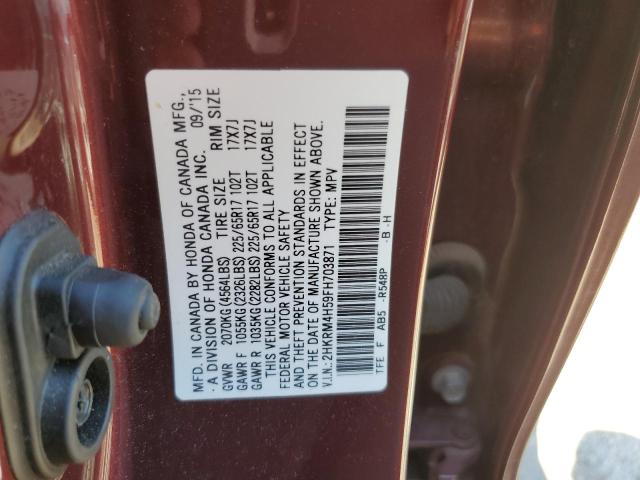 Photo 10 from auction – 2015 HONDA CR-V EX with VIN 2HKRM4H59FH703871