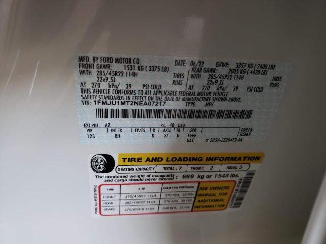 Photo 10 from auction – 2022 FORD EXPEDITION with VIN 1FMJU1MT2NEA07217