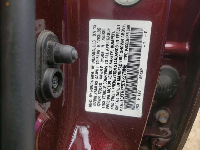 Photo 10 from auction – 2015 HONDA CIVIC LX with VIN 19XFB2F57FE278896