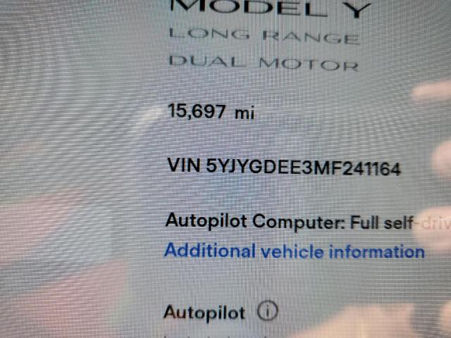 Photo 8 from auction – 2021 TESLA MODEL Y with VIN 5YJYGDEE3MF241164