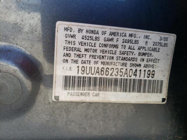 Photo 10 from auction – 2005 ACURA TL with VIN 19UUA66235A041199