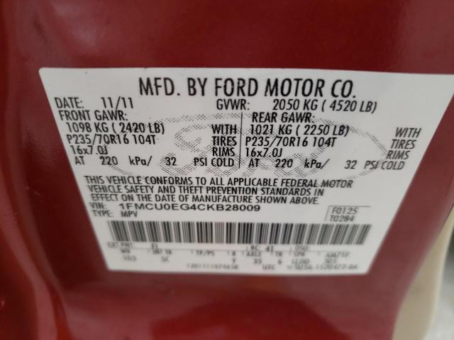 Photo 10 from auction – 2012 FORD ESCAPE LIM with VIN 1FMCU0EG4CKB28009