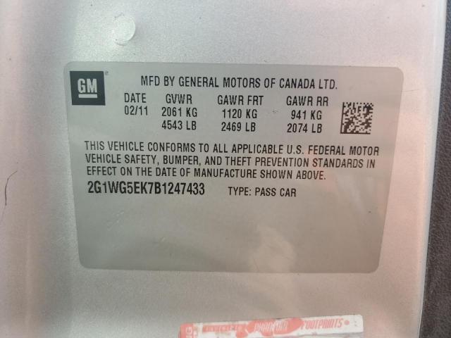 Photo 10 from auction – 2011 CHEVROLET IMPALA LT with VIN 2G1WG5EK7B1247433