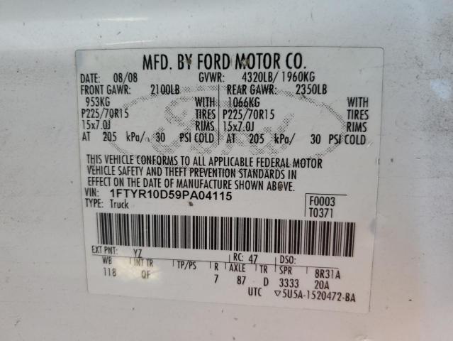 Photo 10 from auction – 2009 FORD RANGER with VIN 1FTYR10D59PA04115