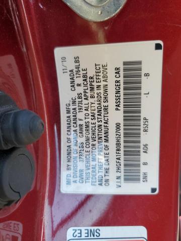 Photo 10 from auction – 2011 HONDA CIVIC EX with VIN 2HGFA1F80BH527000