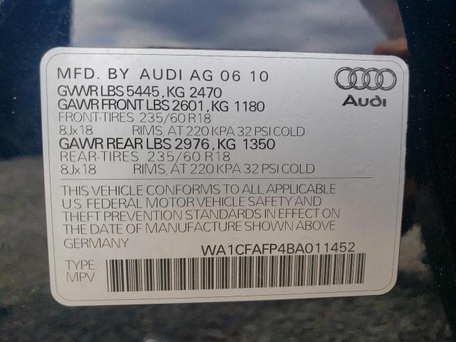 Photo 10 from auction – 2011 AUDI Q5 PREMIUM with VIN WA1CFAFP4BA011452