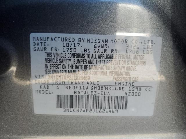 Photo 10 from auction – 2018 NISSAN VERSA S with VIN 3N1CN7AP2JL826469