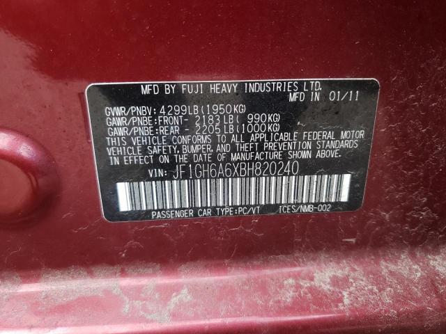 Photo 10 from auction – 2011 SUBARU IMPREZA 2. with VIN JF1GH6A6XBH820240