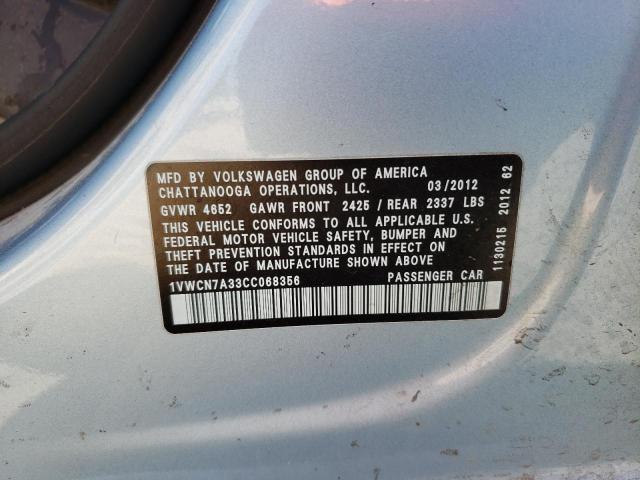 Photo 10 from auction – 2012 VOLKSWAGEN PASSAT SEL with VIN 1VWCN7A33CC068356