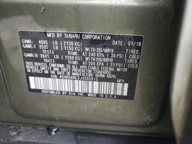Photo 10 from auction – 2018 SUBARU OUTBACK 2. with VIN 4S4BSANC2J3305913