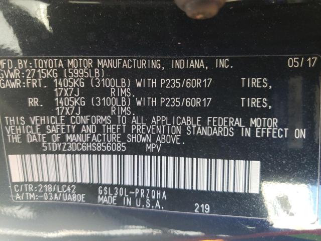 Photo 10 from auction – 2017 TOYOTA SIENNA XLE with VIN 5TDYZ3DC6HS856085
