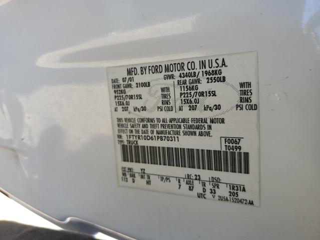 Photo 10 from auction – 2001 FORD RANGER with VIN 1FTYR10D61PB70311