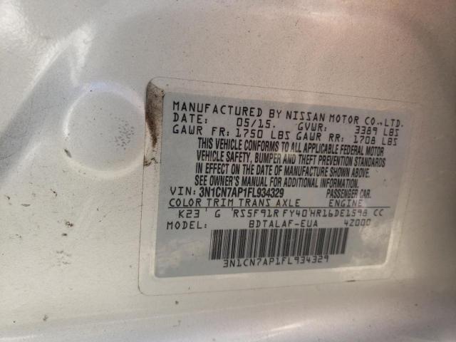 Photo 10 from auction – 2015 NISSAN VERSA S with VIN 3N1CN7AP1FL934329